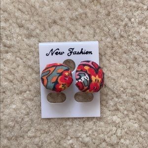 Paisley cotton stud earrings